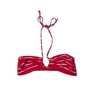 Old Navy Red and White Striped Bikini Top Size M